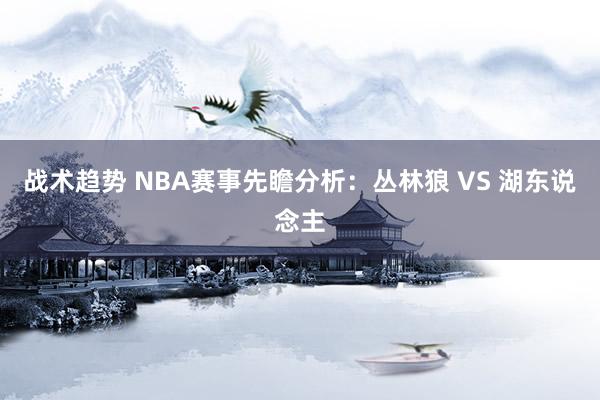 战术趋势 NBA赛事先瞻分析：丛林狼 VS 湖东说念主