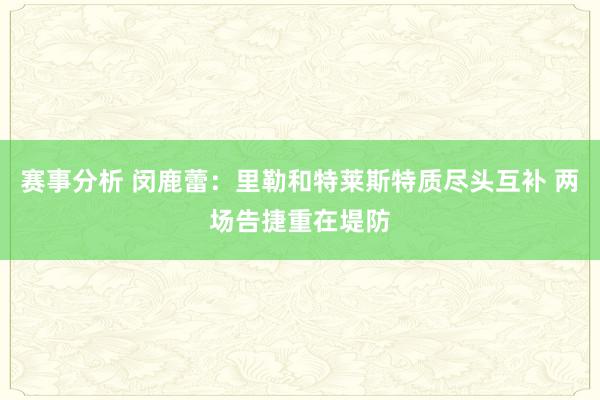 赛事分析 闵鹿蕾：里勒和特莱斯特质尽头互补 两场告捷重在堤防