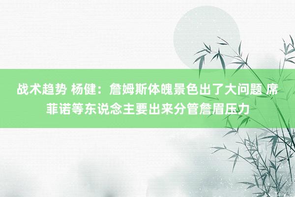 战术趋势 杨健：詹姆斯体魄景色出了大问题 席菲诺等东说念主要出来分管詹眉压力