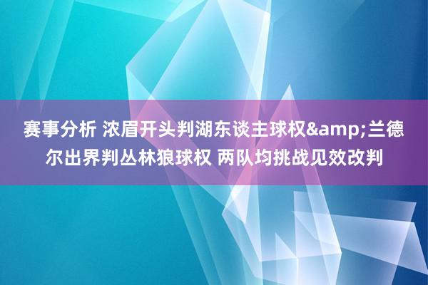 赛事分析 浓眉开头判湖东谈主球权&兰德尔出界判丛林狼球权 两队均挑战见效改判