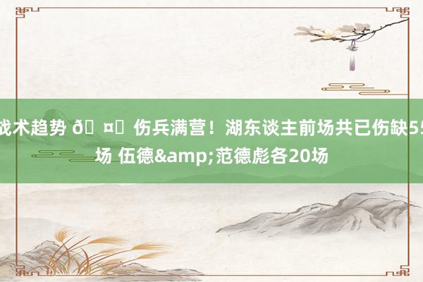 战术趋势 🤕伤兵满营！湖东谈主前场共已伤缺55场 伍德&范德彪各20场