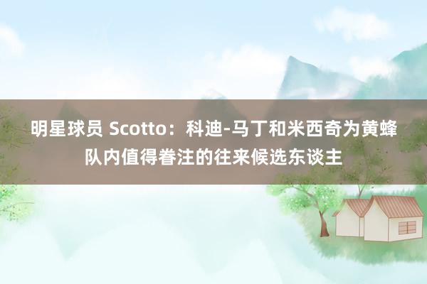 明星球员 Scotto：科迪-马丁和米西奇为黄蜂队内值得眷注的往来候选东谈主